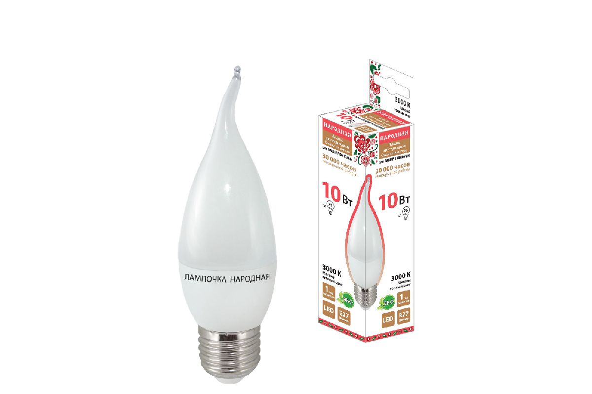 Лампа светодиодная TDM Electric Народная E27 10W 3000K матовая SQ0340-1599
