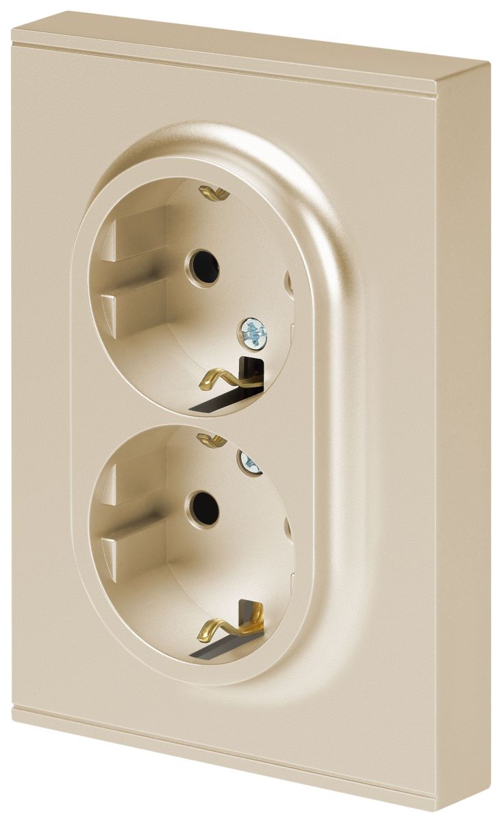 Розетка Эра Arktik 16-2105-04 двойная с заземлением 2X2P+E Schuko со шторками 16А-250В шампань Б0070457