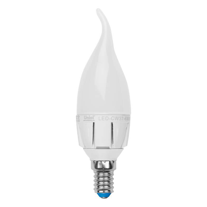 Лампа светодиодная диммируемая (UL-00000727) Uniel E14 6W 4500K матовая LED-CW37-6W/NW/E14/FR/DIM PLP01WH