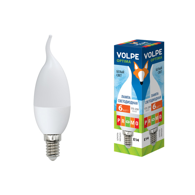 Лампа светодиодная (UL-00000307) Volpe E14 6W 4100K матовая LED-CW37-6W/NW/E14/FR/O