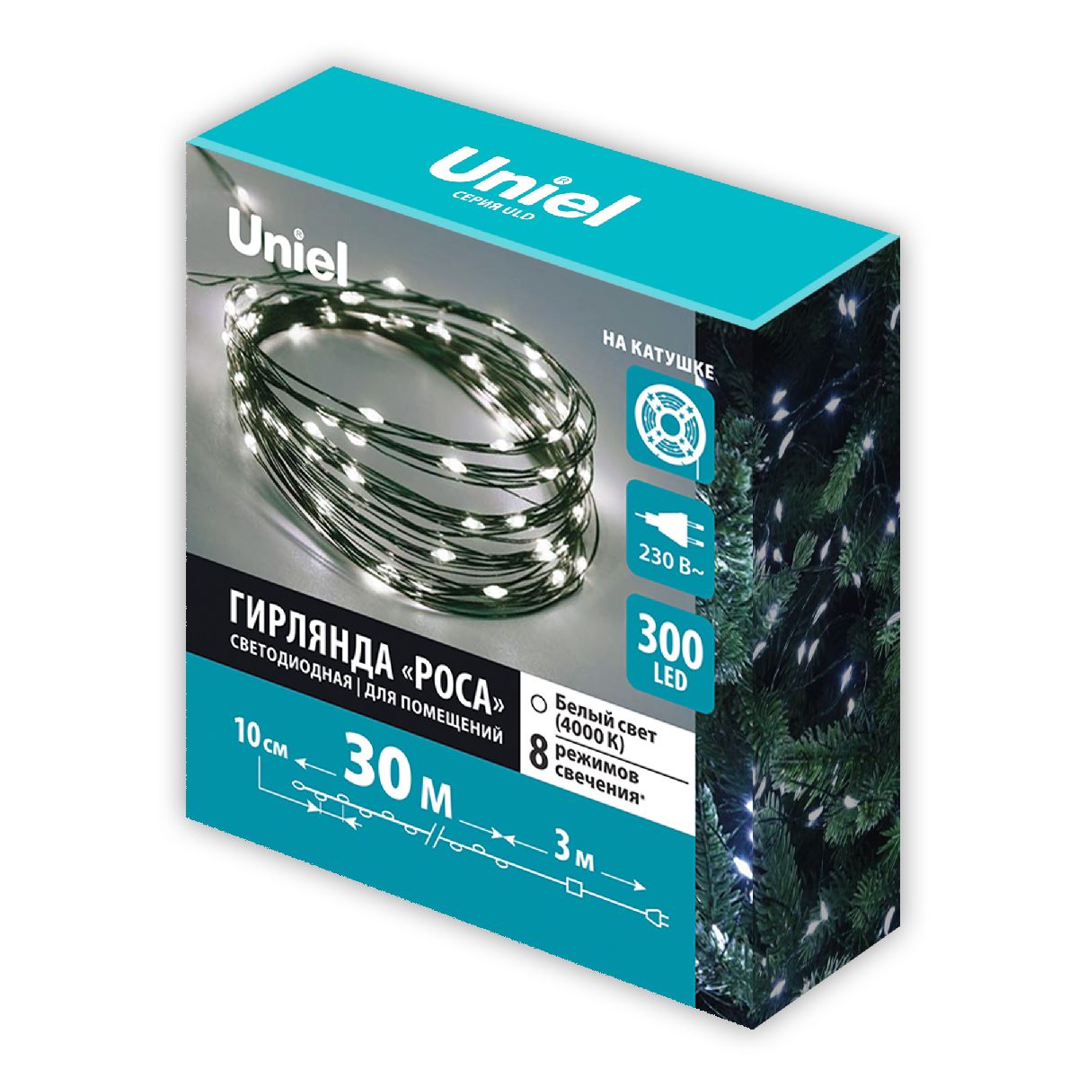 Гирлянда Роса Uniel ULD-S3000-300/DGA WHITE IP20 DEW UL-00012082