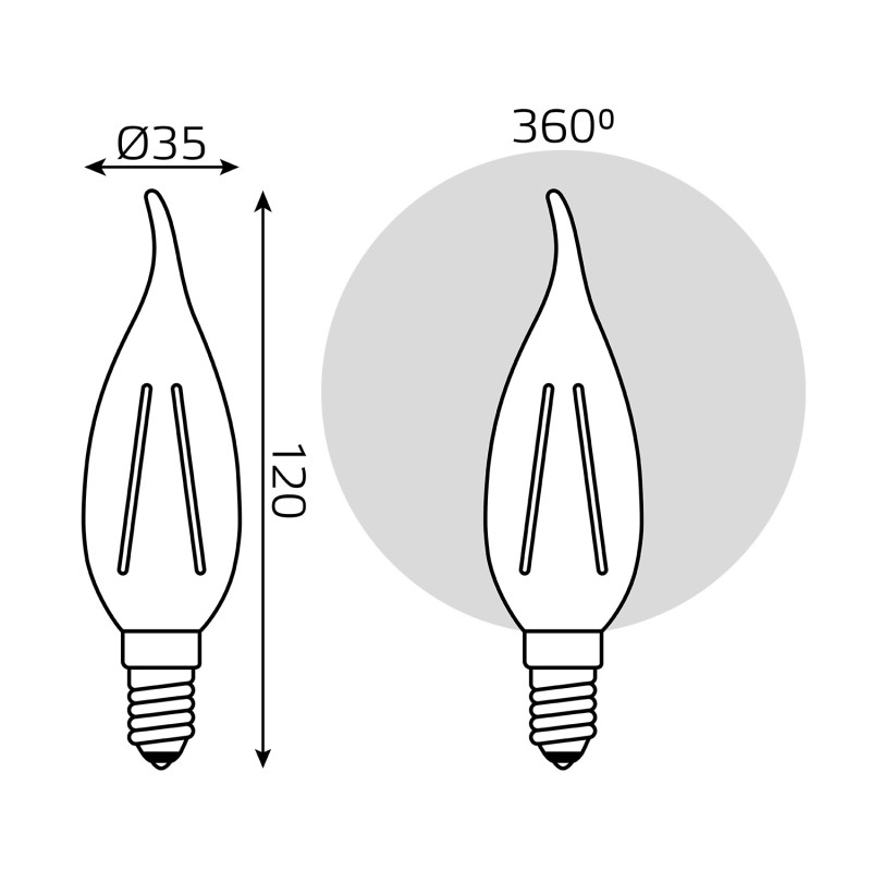 Лампа светодиодная Gauss Filament E14 13W 2700K 104801113