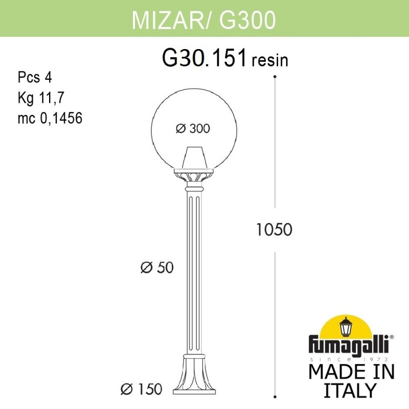 Садовый светильник Fumagalli G30.151.000.AZE27