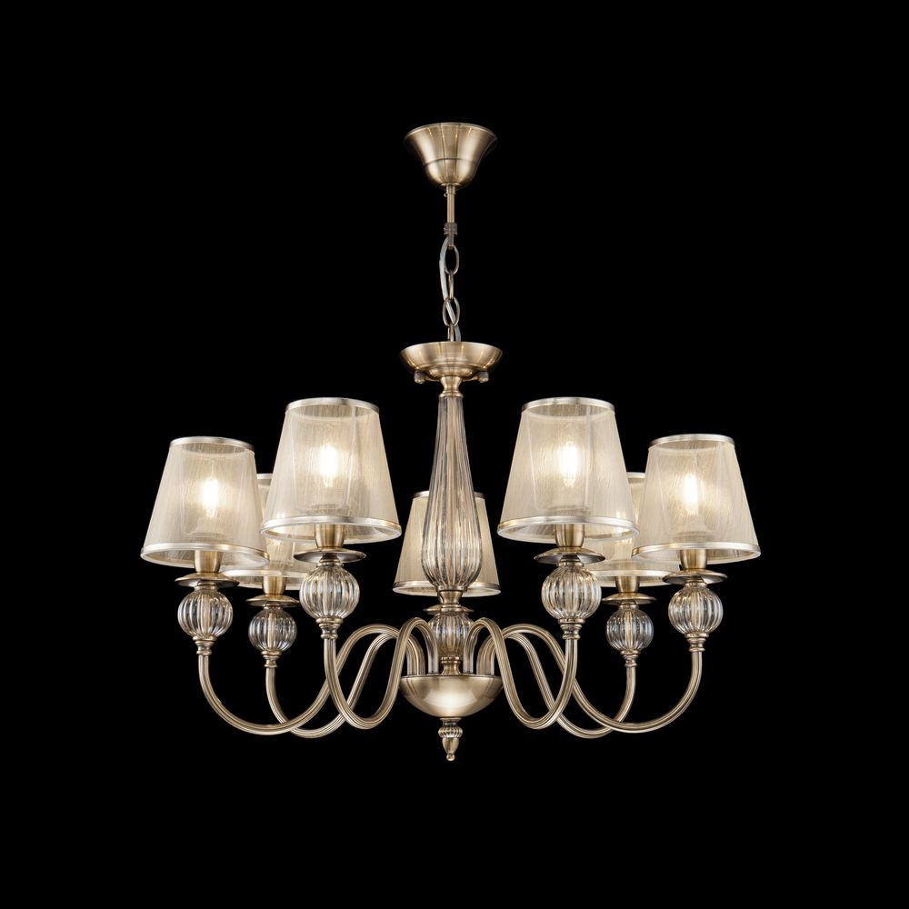 Подвесная люстра с тканевым абажуром Freya Inessa FR2685PL-07BZ