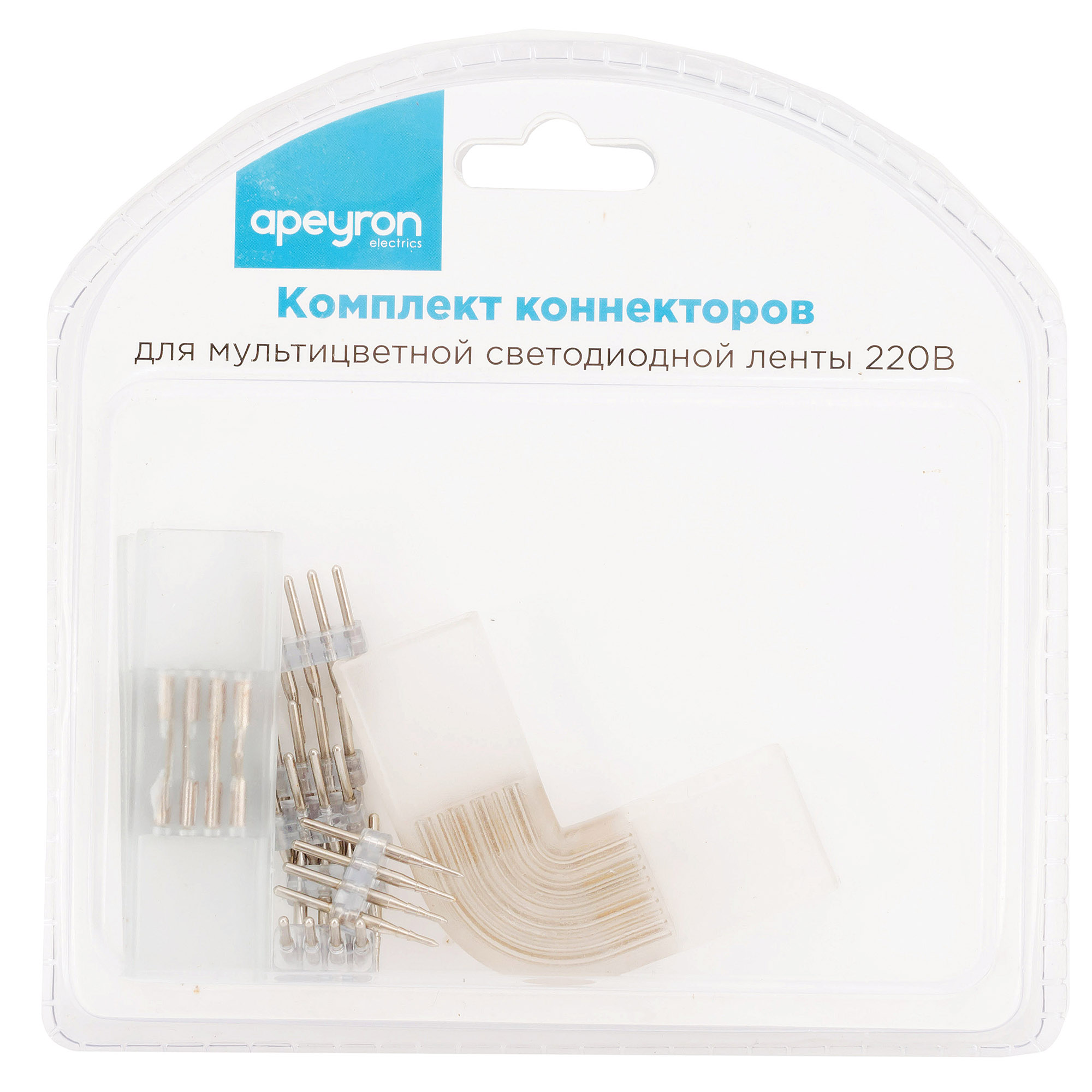 Комплект коннекторов Apeyron (прямой и L-образный) светодиодной ленты 220В smd5050 60д/м RGB 09-19