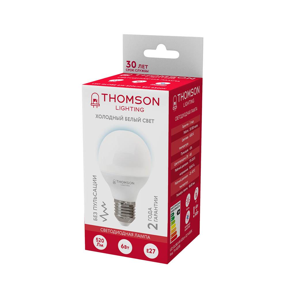 Лампа светодиодная Thomson E27 6W 6500K шар матовый TH-B2318