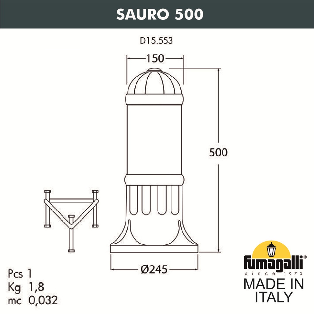 Ландшафтный светильник Fumagalli Sauro D15.553.000.BXF1R.FC1