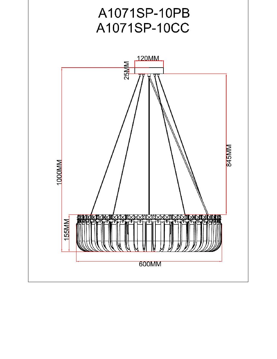 Подвесная люстра Arte Lamp Mayotte A1071SP-10PB