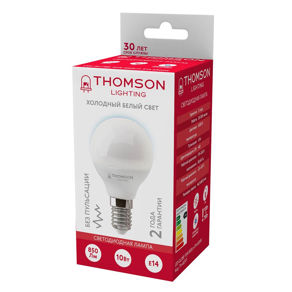 Лампа светодиодная Thomson E14 10W 6500K шар матовый TH-B2317