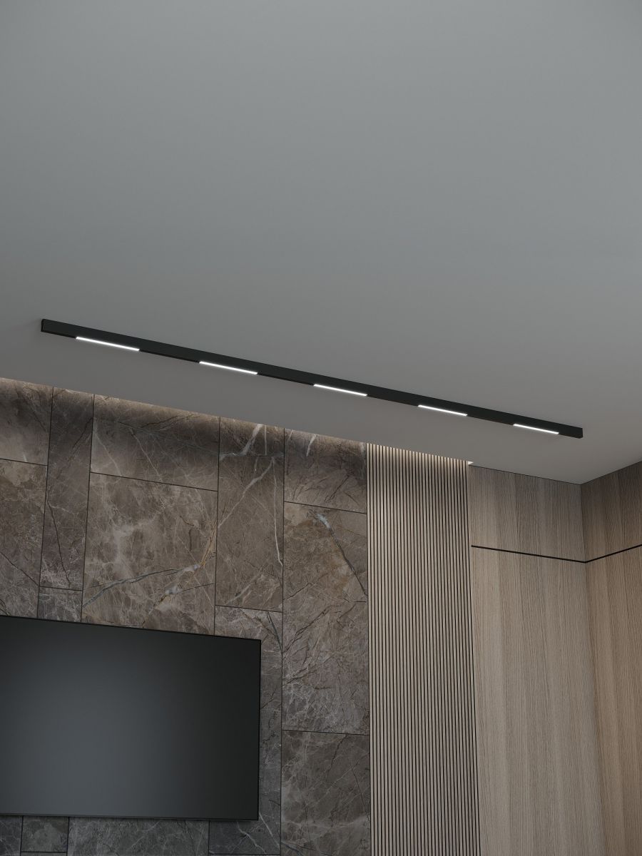 Трековая система со светильниками №1 трехфазная накладная Eldeko (48В, форма - прямая, 3м, 3000K) черная Hesby Lighting HSBL_kompl_E001_NI3B3K