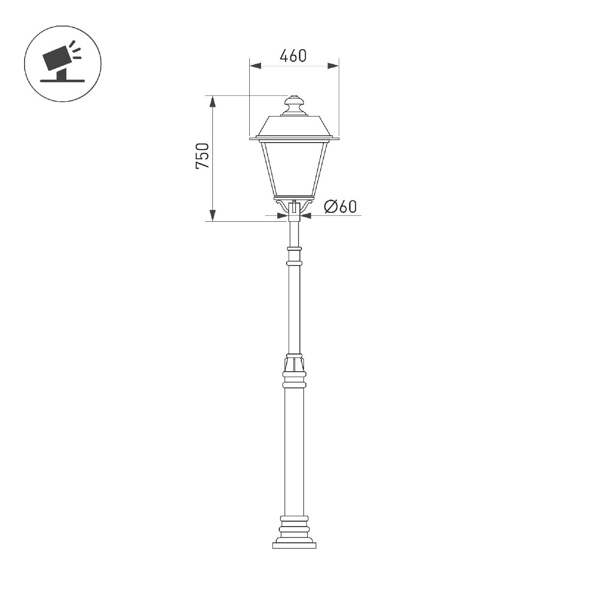 Уличный консольный светильник Arlight OXOR-GRADUA-LUZ-C-460x750-50W Day4000 (BK, 120 deg, 230V) 052443