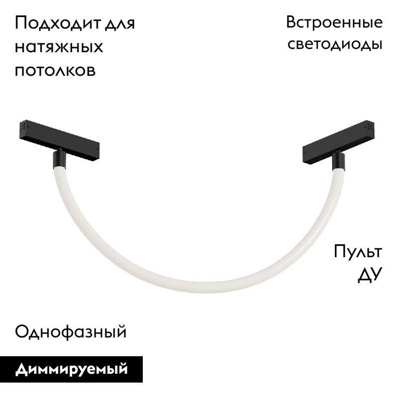 Трековый однофазный светильник Denkirs Smart Ray DK8060-BK