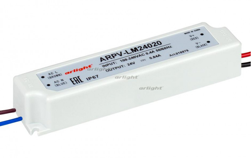 Блок питания Arlight ARPV-LV24020-A (24V, 0.8A, 20W) 018979