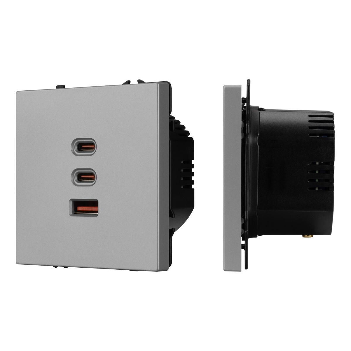 USB Розетка тип А+С+С софт-тач никель Arlight SCT-MUACC-SFPL-FC-IS (65W, QC3) 061838(1)
