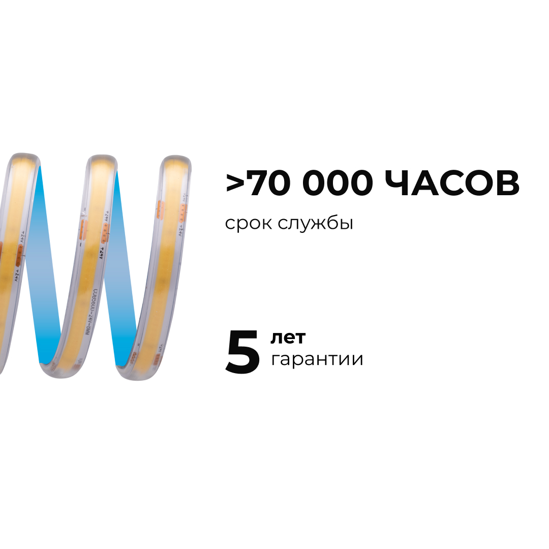 Светодиодная лента Apeyron 24В COB 15Вт/м 4000K 5м IP65 00-490