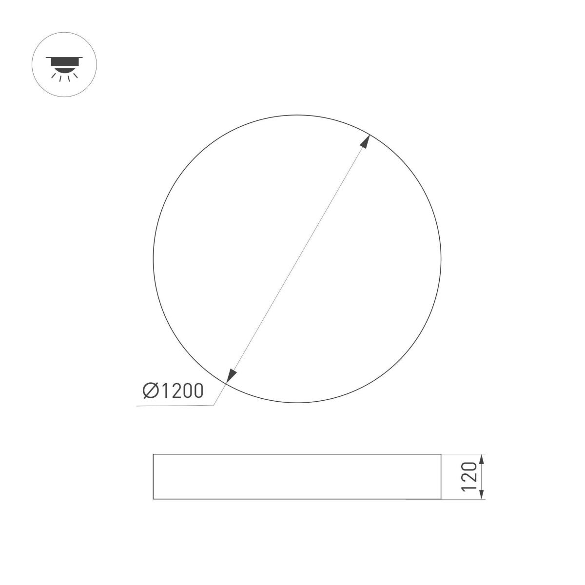 Потолочный светильник круглый круглый Arlight SP-PLATO-R1200-145W Day4000 (WH, 120 deg, 230V) 038932