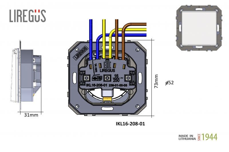 Розетка с заземлением и крышкой Liregus Epsilon 28-0162