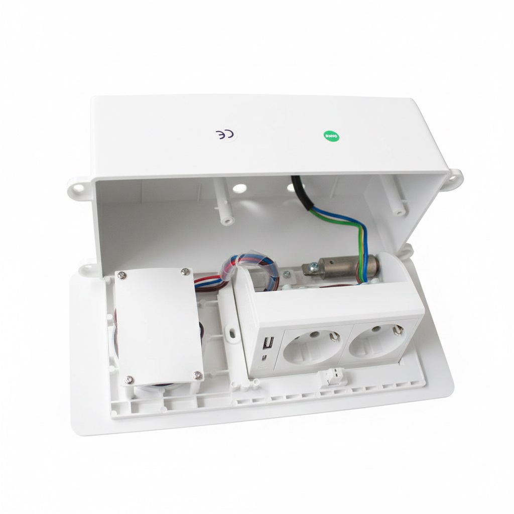 Блок розеток LK-DMS-741 (2 секции полуавтоматический 1 USB + 1 type-C беспроводная зарядка) Mebax 00-00003480