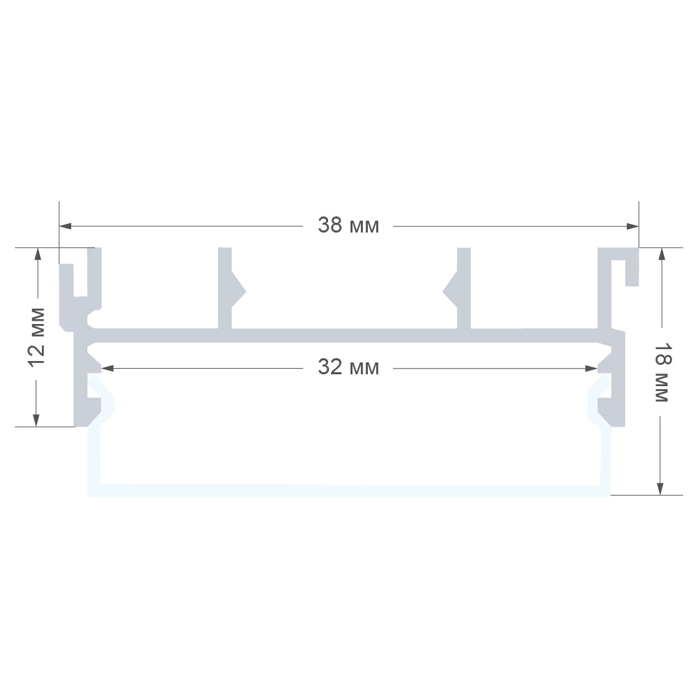Профиль П-образный универсальный Apeyron ширина ленты до 30мм (рассеиватель, заглушки - 2шт) 08-15
