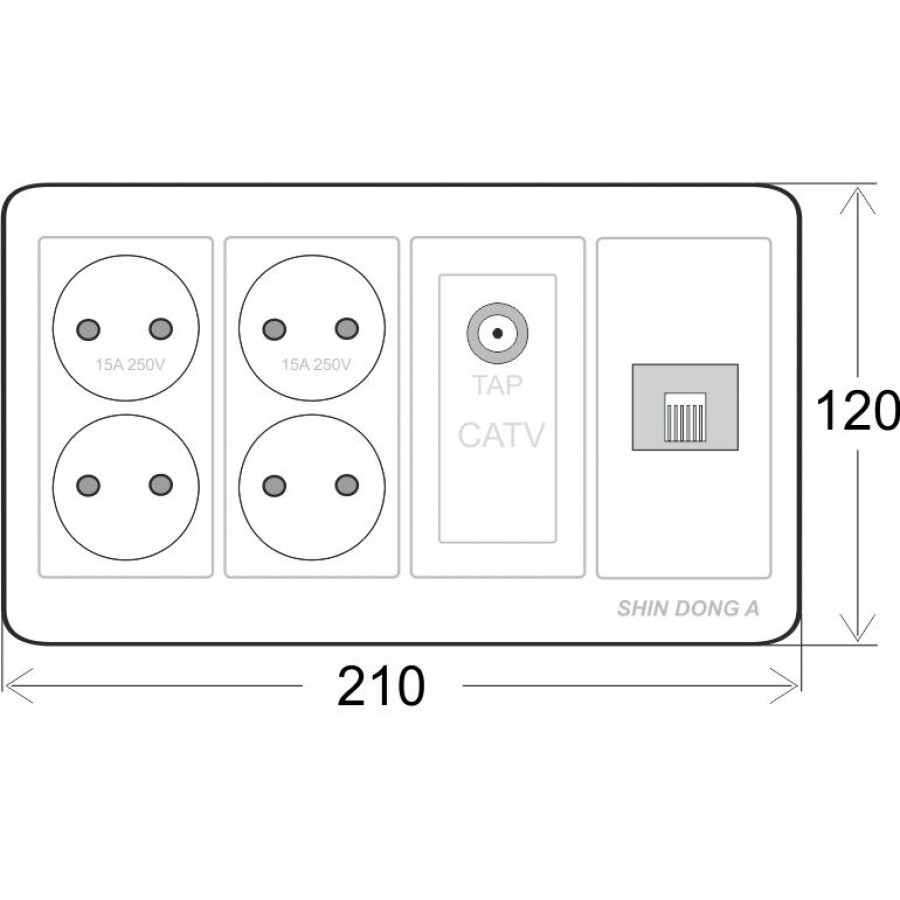 Розетка 4-местная + TF.1+TV SHIN DONG-A WST 6224