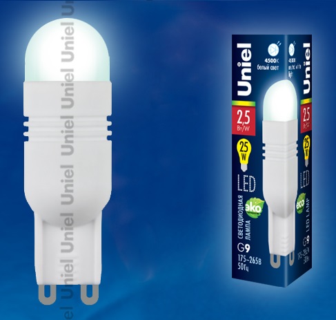 Лампа светодиодная (07346) Uniel G9 2,5W LED-JCD-2,5W/NW/G9/FR CRZ02WH