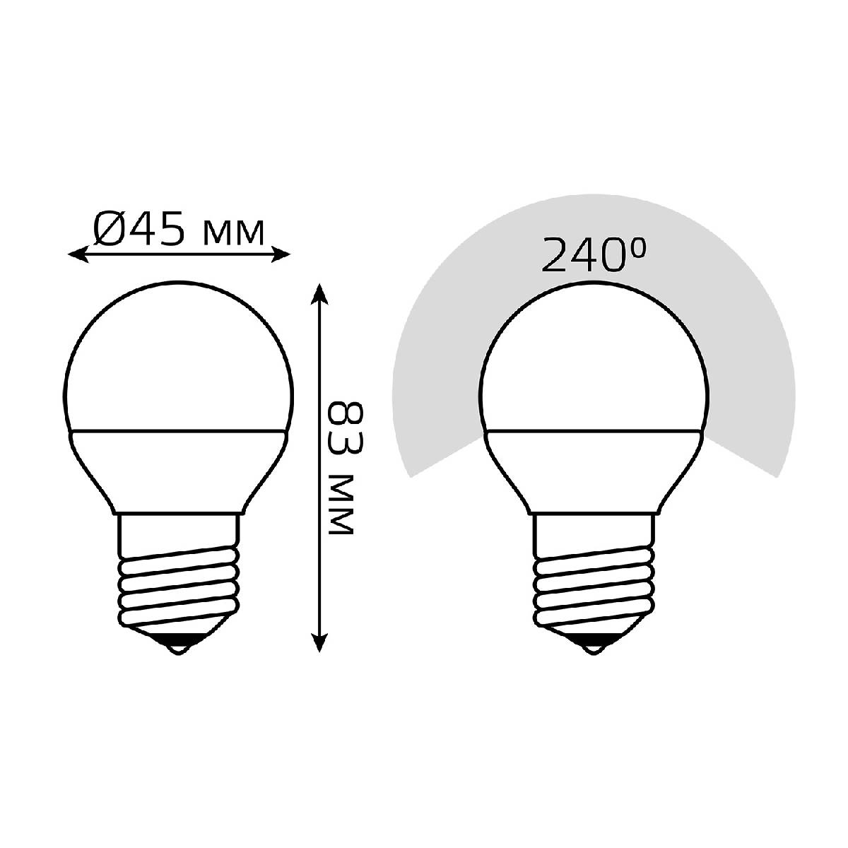 Лампа светодиодная Gauss E27 6W 3000K шар матовая 53216T