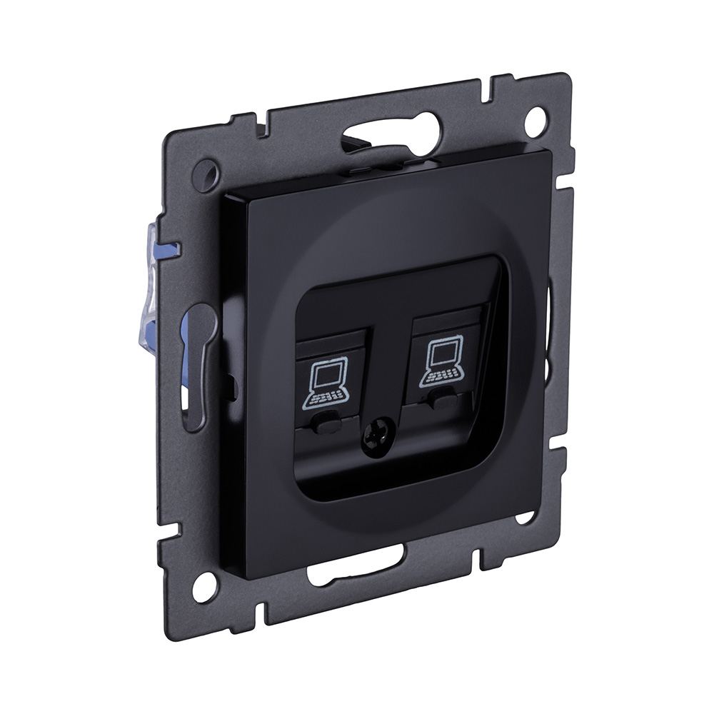 Розетка двойная Ethernet RJ45 Cat.5, черный Kollinger REA-015BK для Aspekt, Eleganz, Reflex