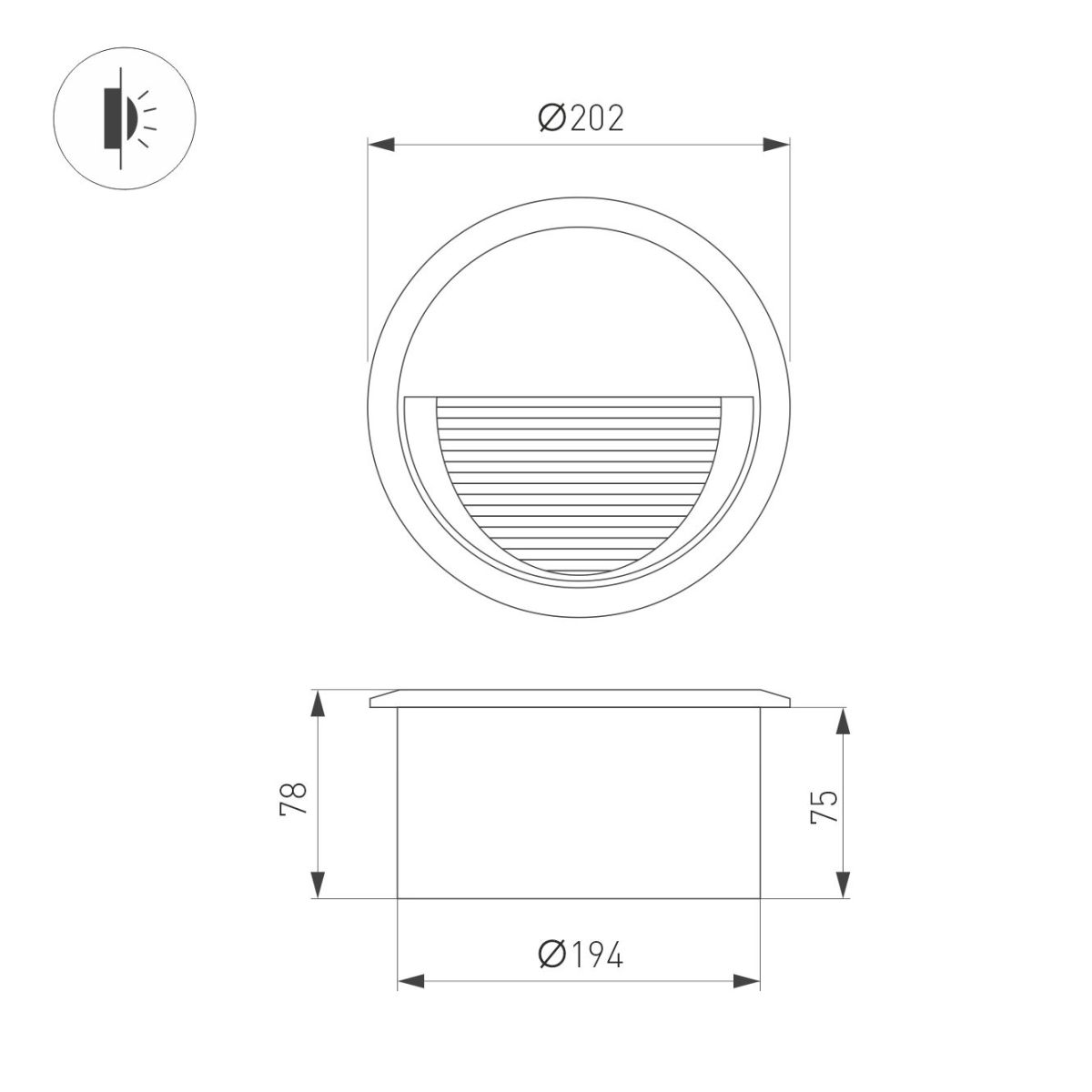 Светильник для ступеней Arlight LTD-RIBONIK-R202-8W Day4000 (Черный, 50 deg, 230V) (IP65 Металл) 056716