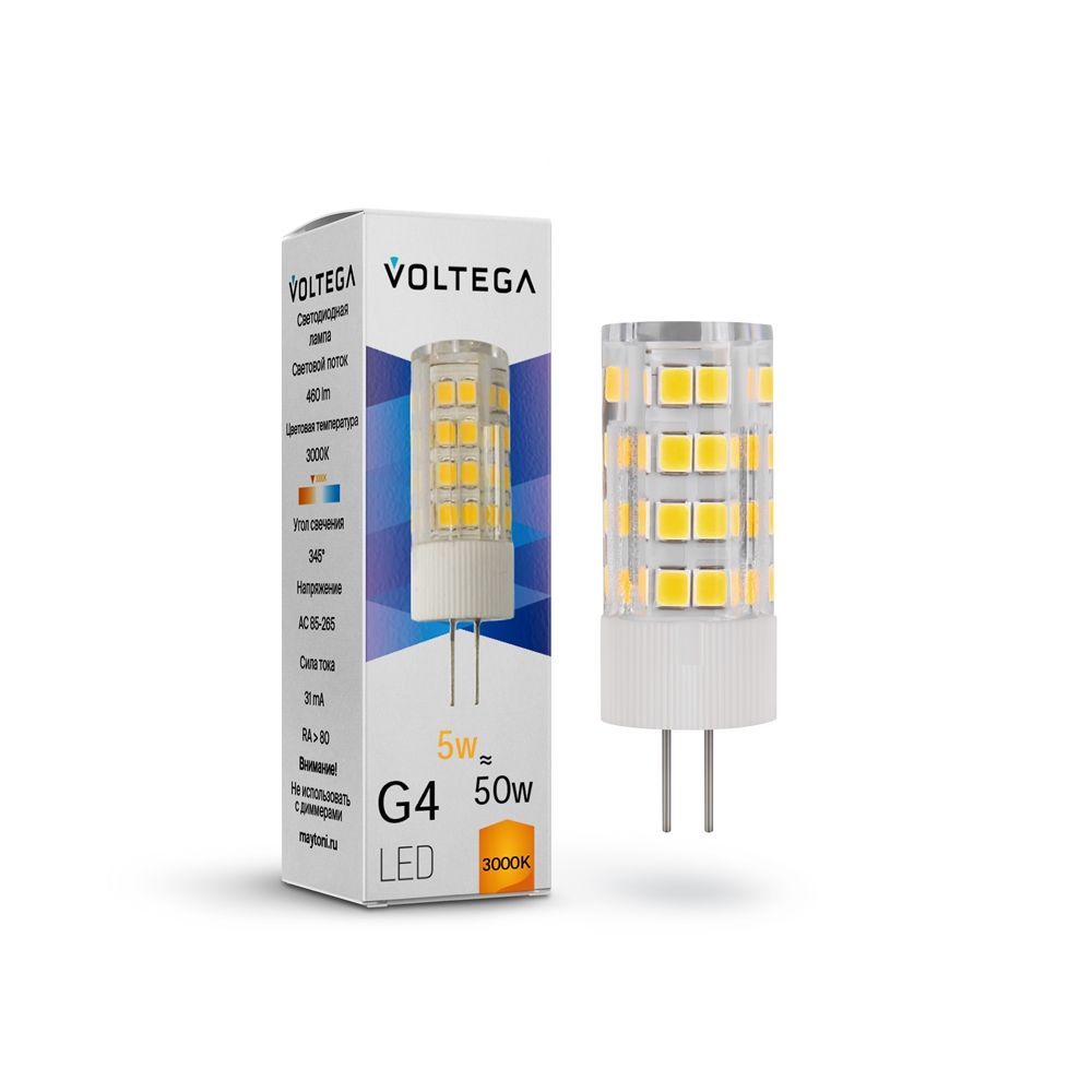 Лампа светодиодная Voltega G4 5W 3000К прозрачная VG9-K3G4warm5W 7183