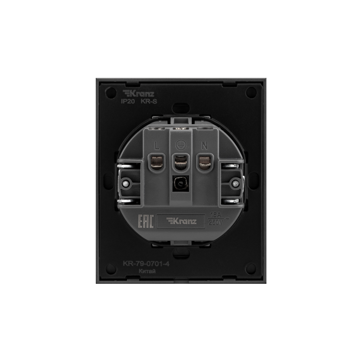 Розетка SETE 1-ая с/з с/у, со шторками 16А антрацит IP20/IP44 KRANZ KR-79-0701-4