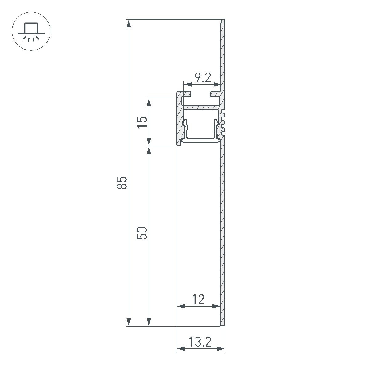 Алюминиевый профиль Arlight ARH-PLINTUS-50-FANTOM-3000 BLACK 052699