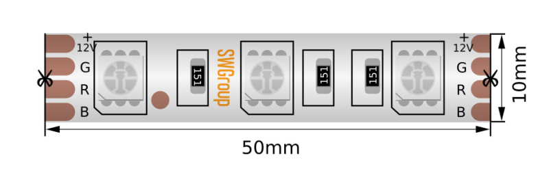 Светодиодная лента SWG SWG560-12-14.4-RGB-66-M 12В 14.4Вт 3М IP66 RGB 014784