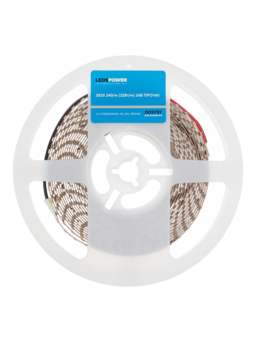 Светодиодная лента LEDS POWER двухрядная 16мм 2835 240/м (22Вт/м) 24В нейтральная, серия ПРО140 009797