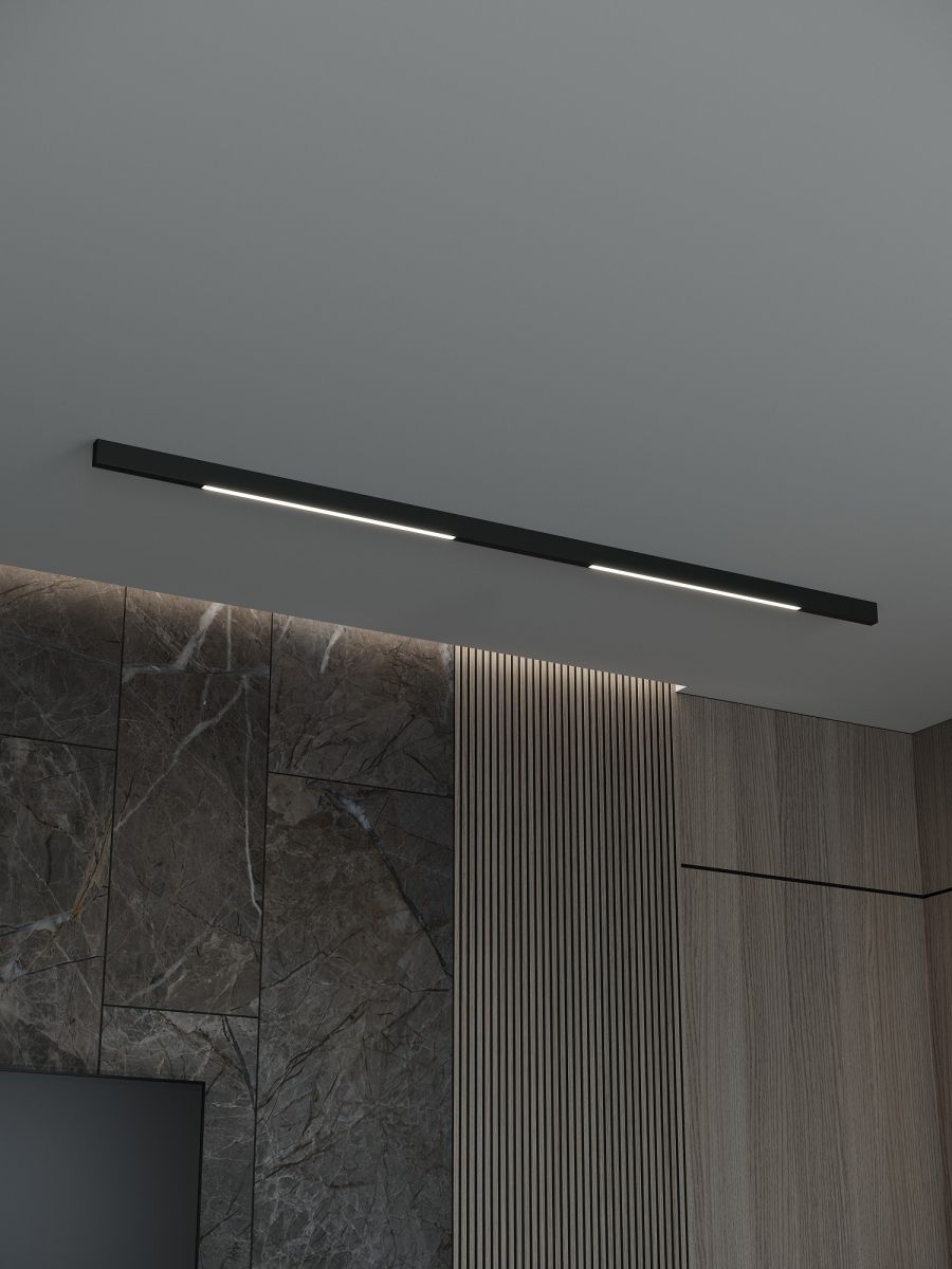 Трековая система со светильниками №1 трехфазная накладная Eldeko (48В, форма - прямая, 2м, 3000K) черная Hesby Lighting HSBL_kompl_E001_NI2B3K