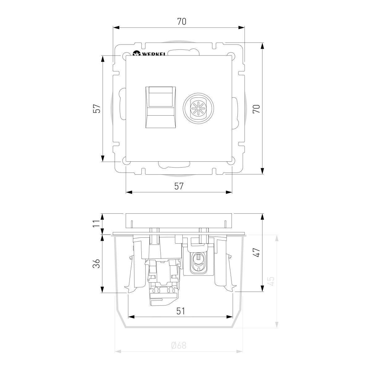 Розетка ТВ+Ethernet Werkel 4690389174414 W1181301