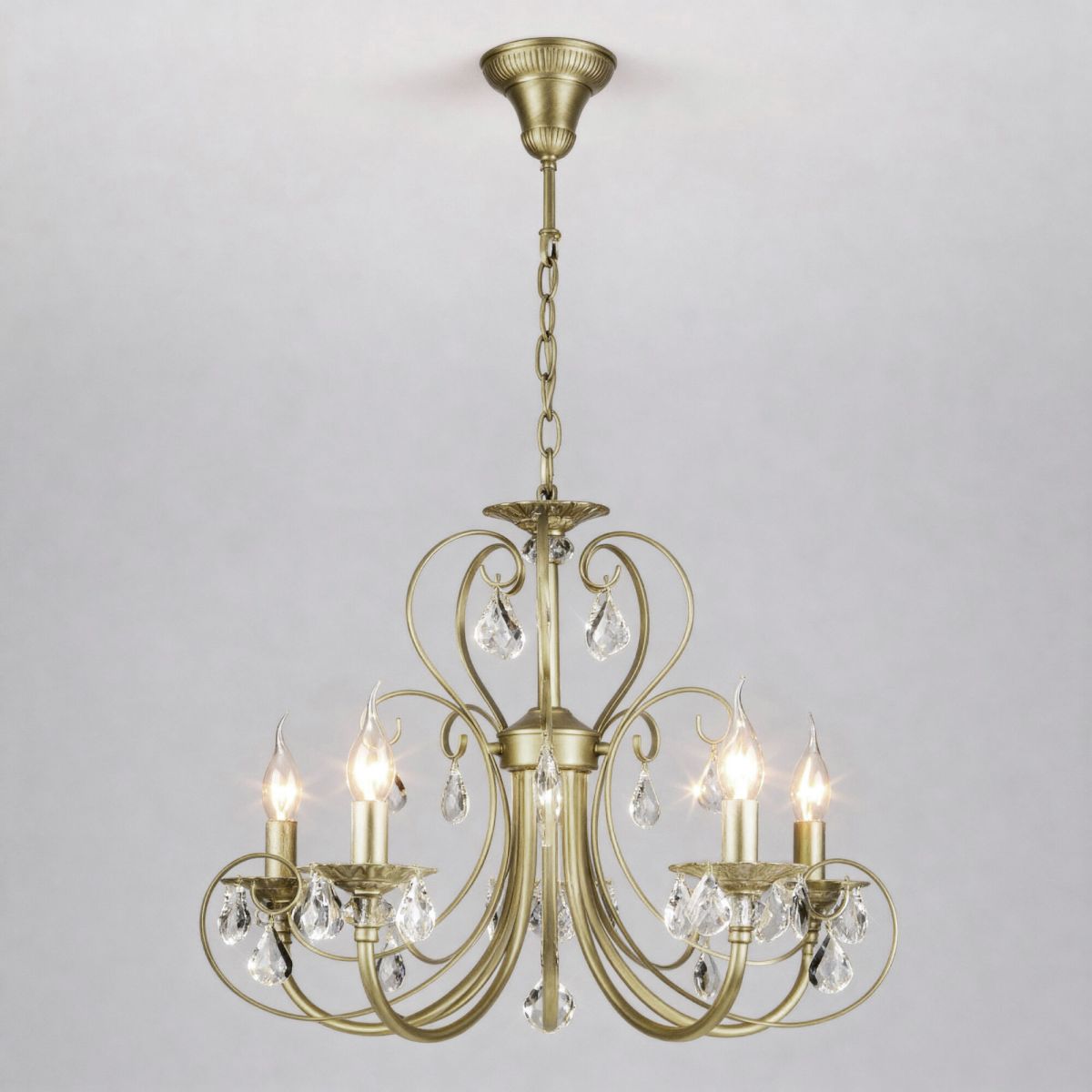 Подвесная люстра Eurosvet Alda 3305/5 латунь/прозрачный хрусталь Strotskis a072114