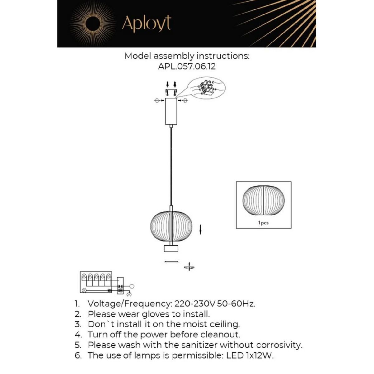 Подвесной светильник Aployt Ambr APL.057.06.12