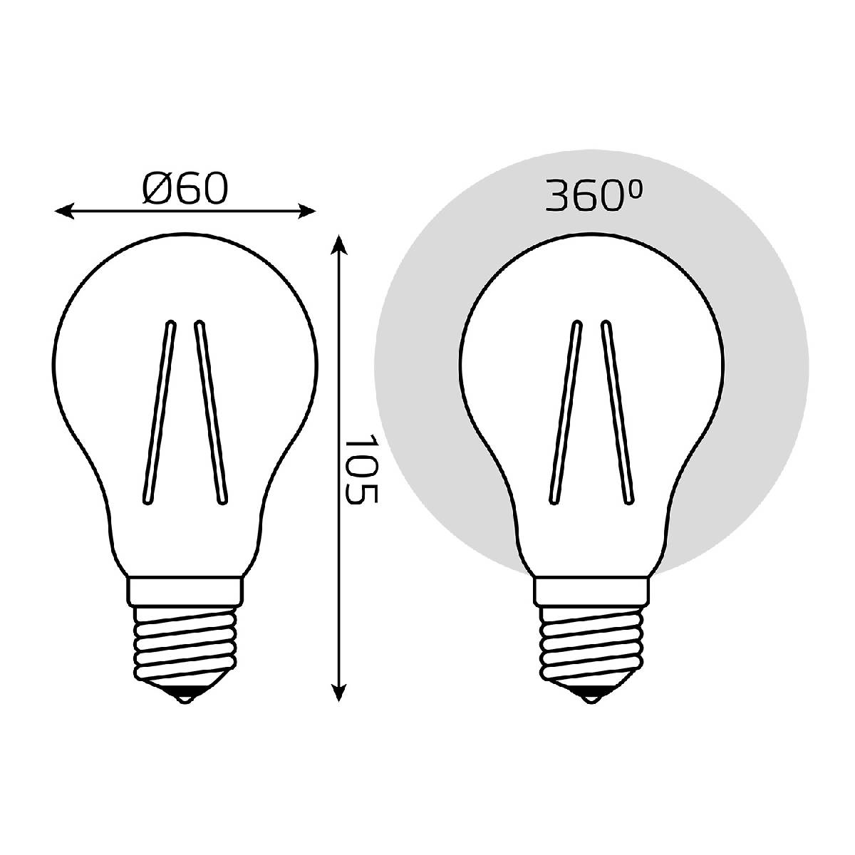 Лампа светодиодная филаментная Gauss E27 20W 2700K груша прозрачная 102902120