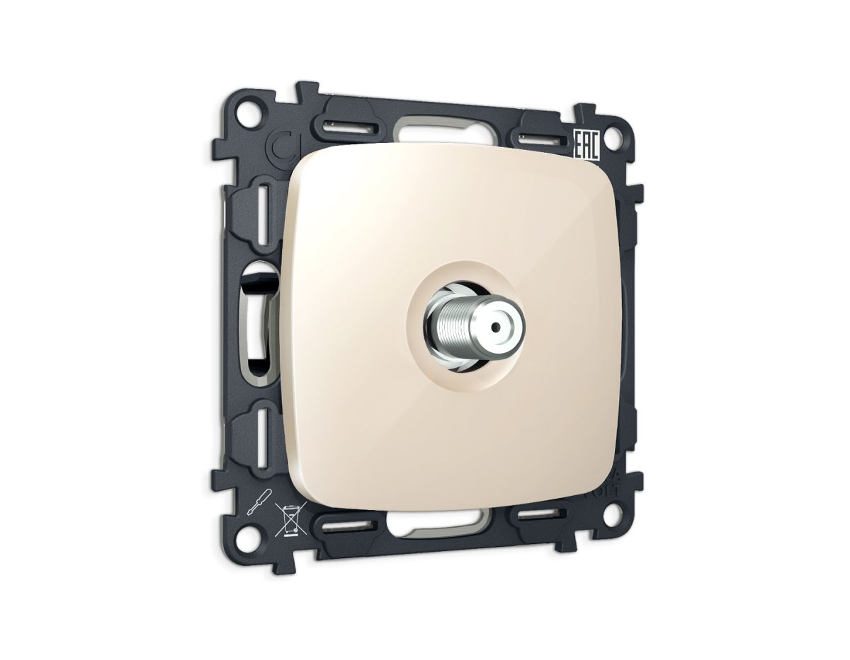 Комплект механизма TV розетки Ambrella Volt SAT 5-2400MHz 3.5dB OMEGA MO313050 Бежевый глянец QUANT (OP3130, VM215)