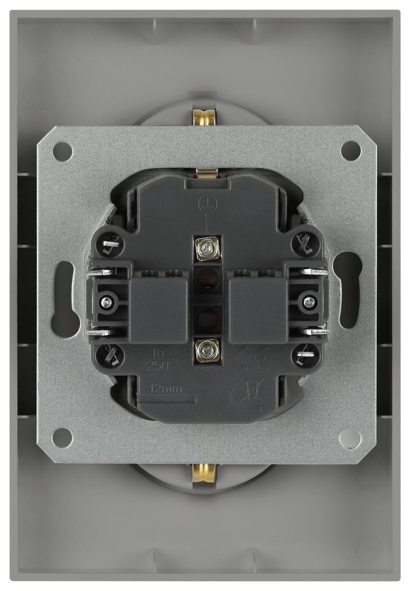 Розетка Эра Arktik 16-2105-03 двойная с заземлением 2X2P+E Schuko со шторками 16А-250В алюминий Б0070456