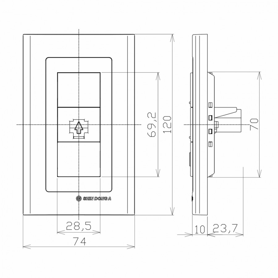 Розетка компьютерная CAT5 (Rj45) SHIN DONG-A Laon WLO-1427-WH