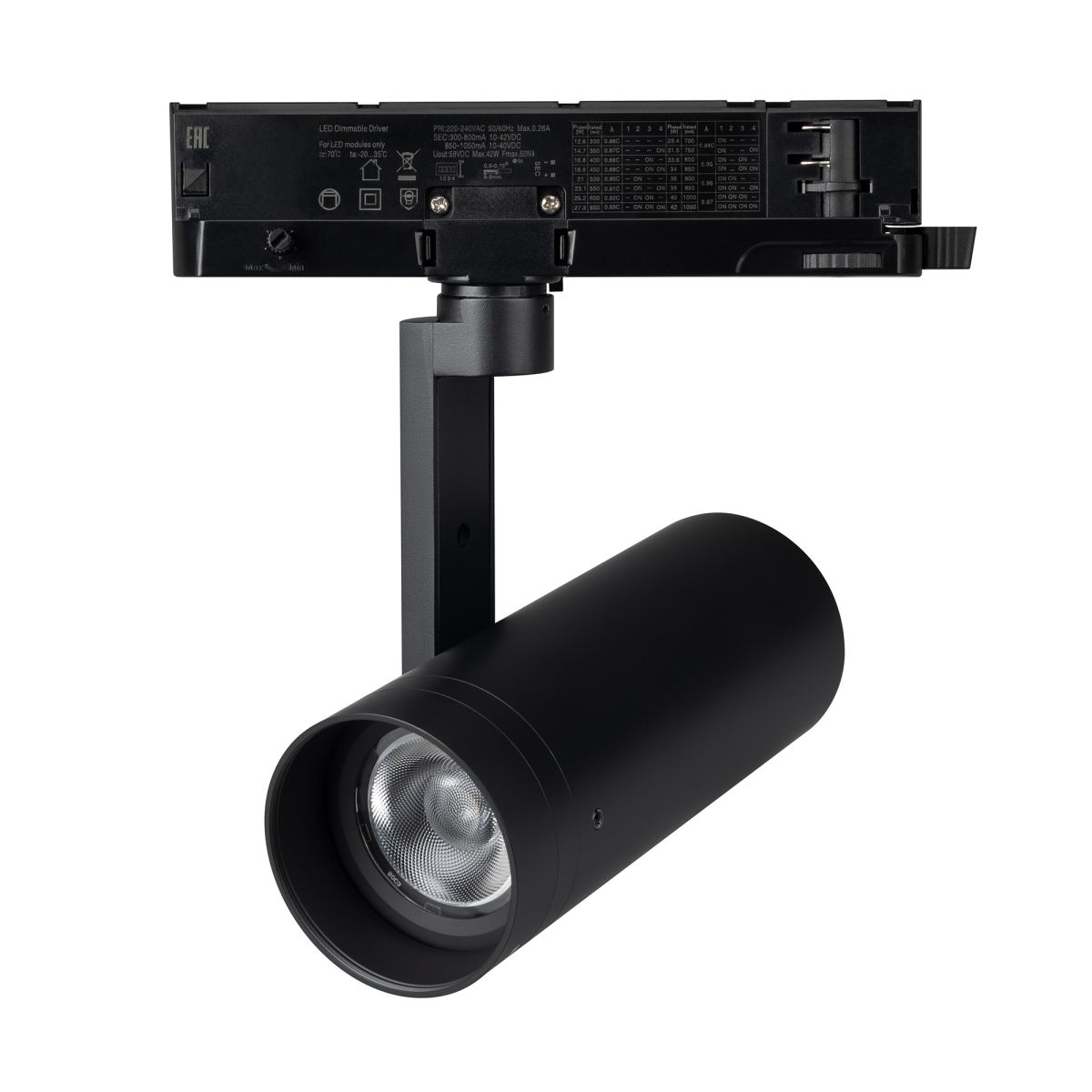 Трековый трехфазный светильник Arlight LGD-ARTIFACT-4TR-R65-18W Warm3000 (Черный, 20 deg, DIM, 230V) (IP20 Металл) 066615