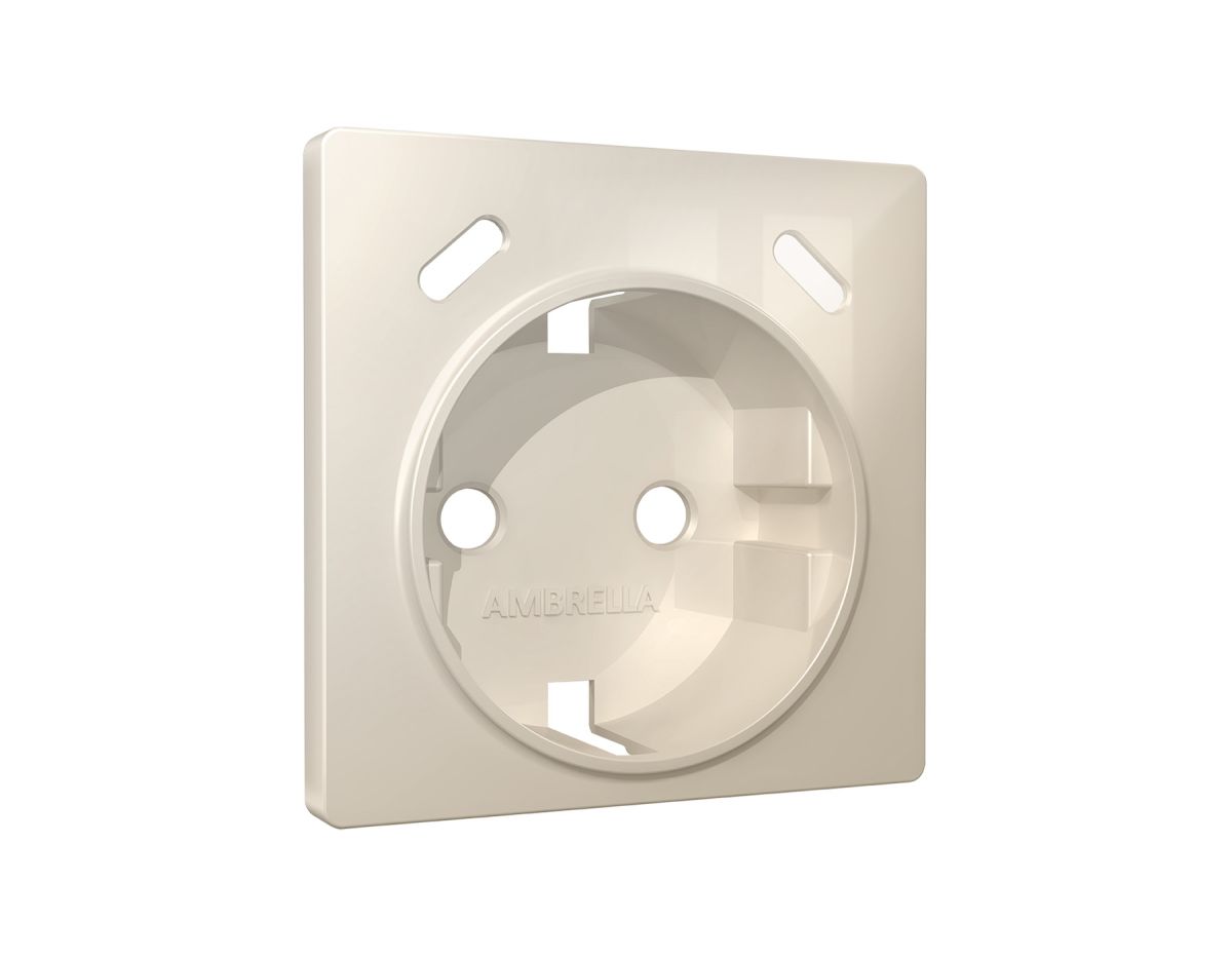 Лицевая панель Alfa (Бежевый глянец) для электрической розетки с/з со шторками 2USB C+C Quant Ambrella Volt AP3105