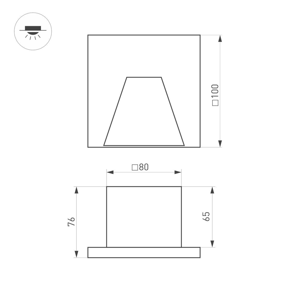 Светильник для ступеней Arlight LT-TIE-S100-3W Warm3000 (GR, 75x30 deg, 230V) (IP65 Бетон) 050875