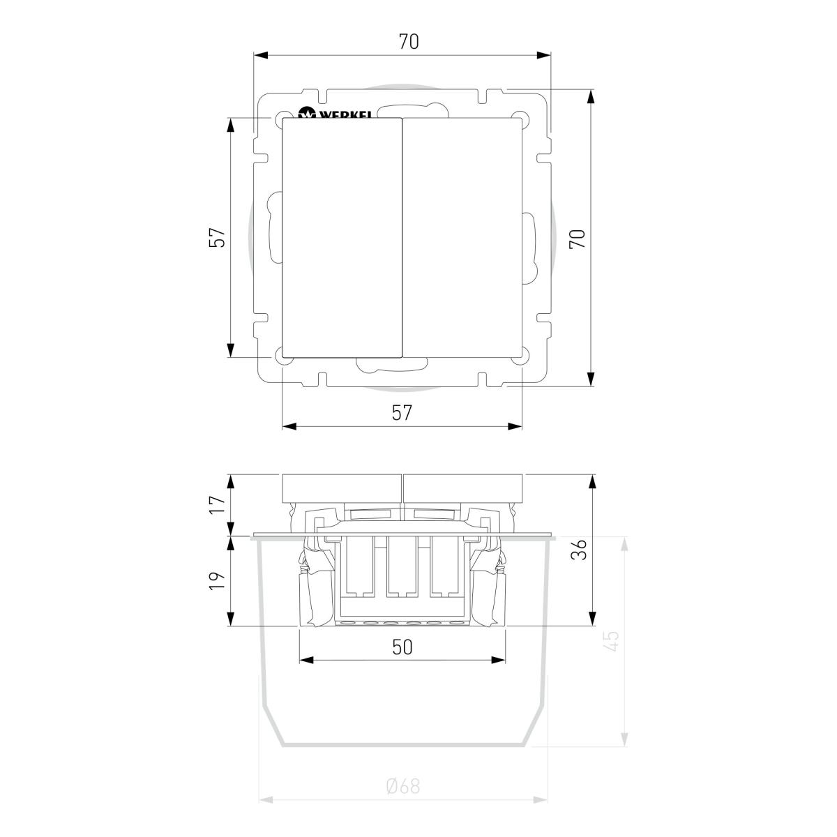 Перекрестный выключатель двухклавишный Werkel 4690389197062 W1123043 a064066