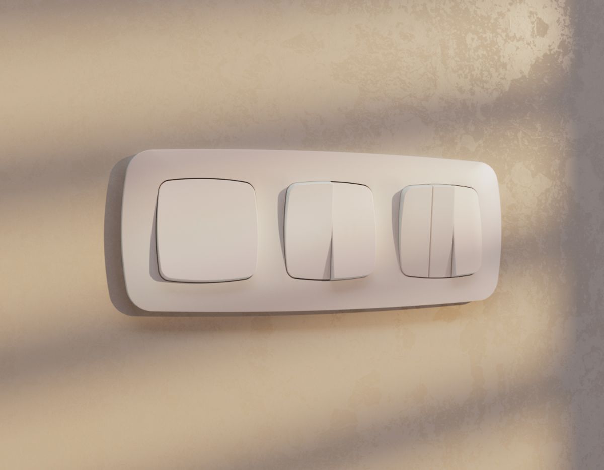 Комплект механизма 2-клавишного перекрестного выключателя Ambrella Volt 10A-250V OMEGA MO203030 Жемчуг QUANT (OP2030, VM125)