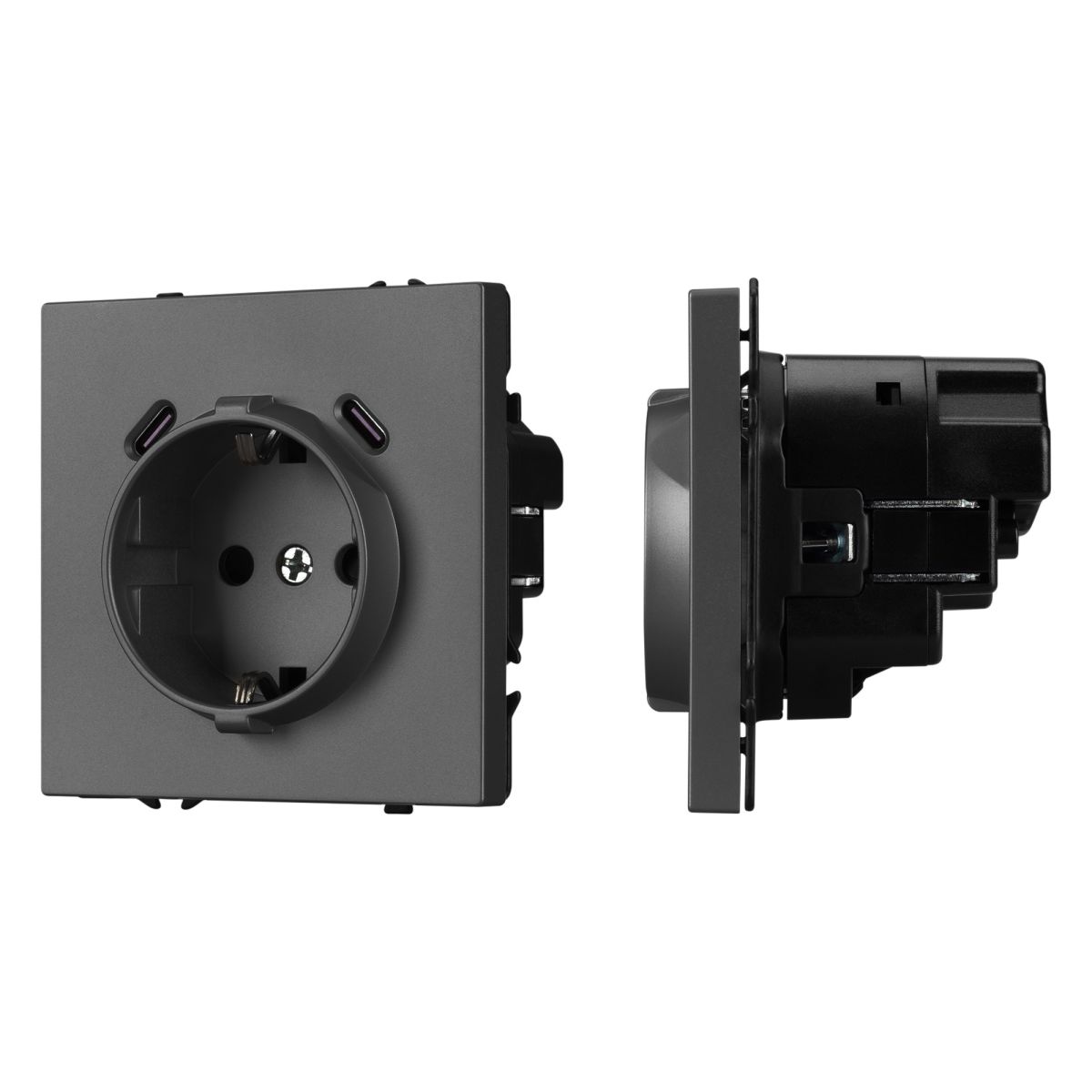 Розетка зк со шторками с USB тип C+С софт-тач серый базальт Arlight SCT-MUCC-SFPL-GR (250V, 16A) 061816(1)