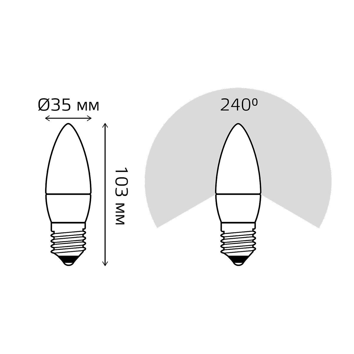 Лампа светодиодная Gauss E27 10W 4100K свеча матовая 30220