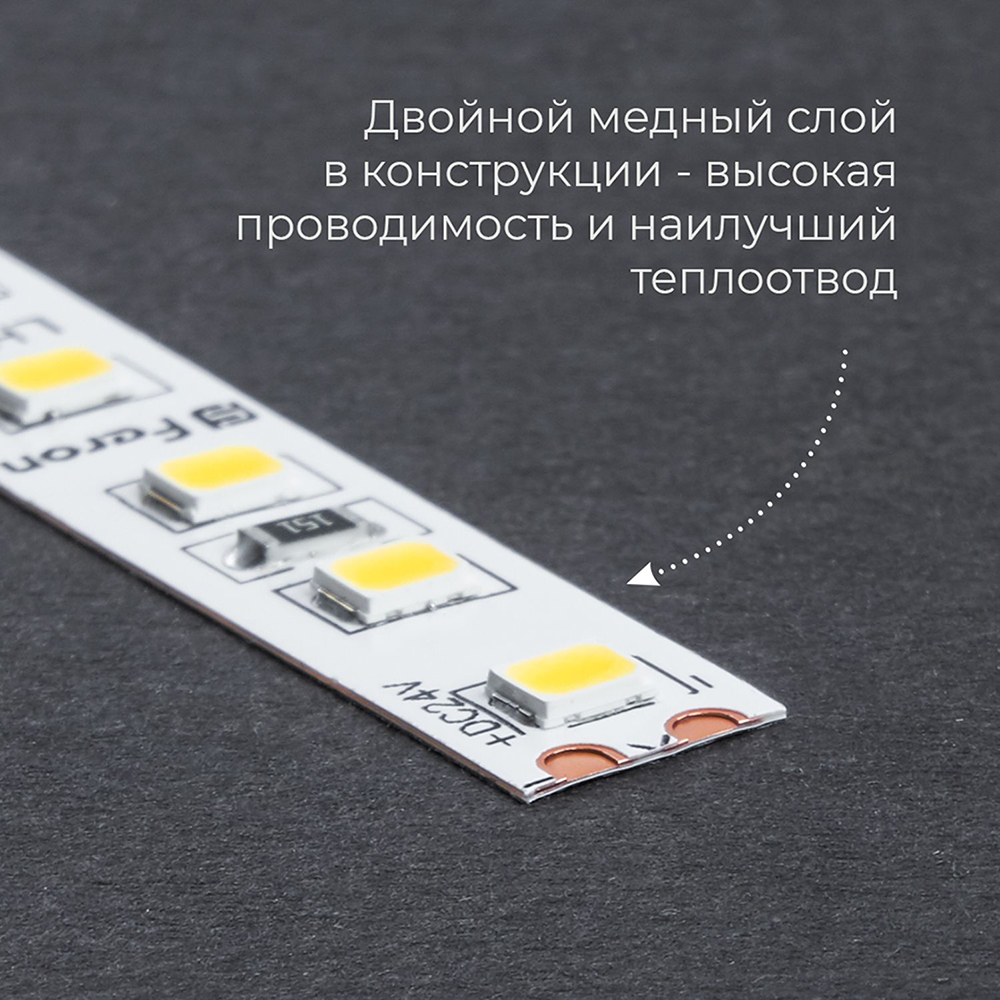 Светодиодная лента 24V Feron LS502, 180*SMD2835, 16W/m, IP20, 6000К (холодный белый) 53091