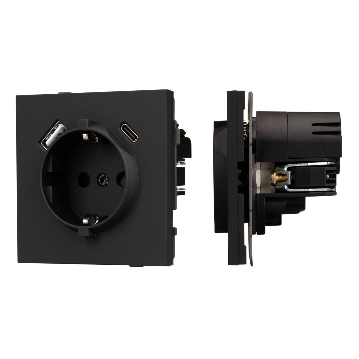 Механизм розетки с USB зарядкой Arlight SCT-TENDO-MUAC-SFPL-BK (230V, 16A) 054607